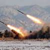 Quân đội Triều Tiên diễn tập bắn tên lửa tại một địa điểm bí mật ở Triều Tiên. (Nguồn: AFP/ TTXVN)