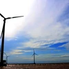 Các trụ turbine gió phát điện tại nhà máy điện gió Bạc Liêu. (Ảnh: Thanh Liêm/TTXVN)