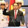 Chủ tịch nước Cộng hòa Xã hội Chủ nghĩa Việt Nam Trần Đại Quang tuyên thệ nhậm chức. (Ảnh: Thống Nhất/TTXVN)