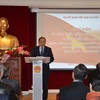Đại sứ Nguyễn Ngọc Sơn phát biểu khai mạc buổi lễ. (Ảnh : Bích Hà/TTXVN)