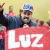 Tổng thống Venezuela Nicolas Maduro phát biểu tại lễ míttinh nhân ngày Quốc tế Lao động ở thủ đô Caracas. (Nguồn: AFP/TTXVN)