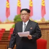 Nhà lãnh đạo Kim Jong-Un phát biểu tại ngày họp thứ hai Đại hội Đảng Lao động Triều Tiên ở Bình Nhưỡng. (Nguồn: EPA/TTXVN)