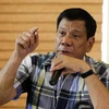 Tổng thống Rodrigo Duterte phát biểu trong cuộc họp báo đầu tiên sau khi ông tuyên bố đắc cử Tổng thống. (Nguồn: EPA/TTXVN)