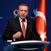 Tổng thống Thổ Nhĩ Kỳ Recep Tayyip Erdogan phát biểu trong một cuộc họp báo ở Istanbul. ​(Nguồn: THX/TTXVN)