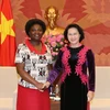 Chủ tịch Quốc hội Nguyễn Thị Kim Ngân tiếp bà Victoria Kwakwa, Phó Chủ tịch Ngân hàng Thế giới phụ trách khu vực Đông Á - Thái Bình Dương. (Ảnh: Trọng Đức/TTXVN)