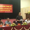Bí thư Thành ủy Hà Nội Hoàng Trung Hải phát biểu tại buổi làm việc. (Ảnh: Nguyễn Văn Cảnh/Vietnam+)