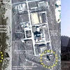 Khu vực lò phản ứng hạt nhân Yongbyon của Triều Tiên được chụp từ vệ tinh (trái) và tháp làm mát (phải). (Nguồn: EPA/TTXVN)