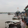 Lực lượng chức năng tỉnh Thái Bình đang khẩn trương điều tra làm rõ nguyên nhân vụ chìm tàu trên sông Hồng. (Ảnh: Xuân Tiến/TTXVN)