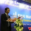 Tổng Giám đốc Đài Truyền hình Việt Nam Trần Bình Minh phát biểu khai mạc triển lãm. (Nguồn: telefilm.vn)