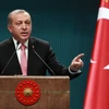 Tổng thống Thổ Nhĩ Kỳ Tayyip Erdogan phát biểu tại cuộc họp báo ở Ankara ngày 20/7. (Nguồn: AFP/TTXVN)