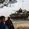 Xe tăng của quân đội Thổ Nhĩ Kỳ tại Gaziantep, giáp biên giới với Syria. (Nguồn: AFP/TTXVN)