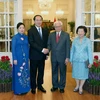 Chủ tịch nước Trần Đại Quang và Phu nhân cùng với Tổng thống Singapore Tony Tan và Phu nhân. (Ảnh: Nhan Sáng/TTXVN)