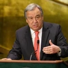 Ứng cử viên Tổng thư ký LHQ Antonio Guterres phát biểu tại trụ sở Liên hợp quốc ở New York (Mỹ). (Nguồn: THX/TTXVN)