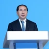 Chủ tịch nước Trần Đại Quang phát biểu tại Diễn đàn Singapore Lecture 38. (Ảnh: Nhan Sáng/TTXVN)