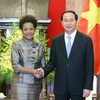 Chủ tịch nước Trần Đại Quang tiếp Tổng Thư ký OIF Michaelle Jean. (Ảnh: Nhan Sáng/TTXVN)