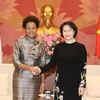 Chủ tịch Quốc hội Nguyễn Thị Kim Ngân tiếp bà Michaelle Jean, Tổng Thư ký OIF. (Ảnh: Trọng Đức/TTXVN)