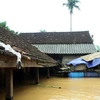 Nhiều hộ dân ở xóm 6 xã Phương Điền, huyện Hương Khê bị ngập sâu do mưa lũ. (Ảnh: Tuấn Anh/TTXVN)