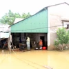 Nhiều nhà dân nằm ngoài đê thuộc xã Hưng Lam, huyện Hưng Nguyên (Nghệ An) bị ngập lụt. (Ảnh: Tá Chuyên/TTXVN)