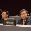 Đoàn đại biểu Quốc hội Việt Nam tham dự Đại hội đồng Liên minh Nghị viện Thế giới lần thứ 135 (IPU-135) tại Geneva, Thụy Sĩ. (Ảnh: Hoàng Hoa/TTXVN)