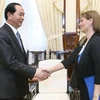 Chủ tịch nước Trần Đại Quang tiếp bà Meirav Eilon Shahar, Đại sứ Israel tại Việt Nam đến chào xã giao. (Ảnh: Nhan Sáng/TTXVN)