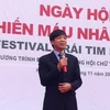 Phó Chủ tịch, Tổng Thư ký Trung ương Hội Chữ thập Đỏ Việt Nam Đoàn Văn Thái phát biểu tại ngày hội hiến máu. (Ảnh: Mỹ Bình/Vietnam+)