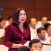 Đại biểu Quốc hội Hà Nam Trần Thị Hiền phát biểu ý kiến. (Ảnh: Nguyễn Dân/TTXVN)