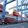 Bốc dỡ hàng hóa tại cảng Cát Lái. (Ảnh : Hoàng Hải/TTXVN)