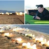 Nhà lãnh đạo Triều Tiên Kim Jong-un thị sát và chỉ đạo một cuộc tập trận pháo binh mô phỏng tấn công các mục tiêu quân sự ở Hàn Quốc. (Nguồn: Yonhap/TTXVN)