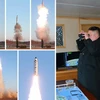 Nhà lãnh đạo Triều Tiên Kim Jong-un giám sát vụ phóng tên lửa Pukguksong-2 tại căn cứ không quân Banghyon ngày 12/2. (Nguồn: YONHAP/TTXVN)