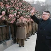 Nhà lãnh đạo Triều Tiên Kim Jong-un thăm một đơn vị quân đội. (Nguồn: YONHAP/TTXVN)
