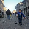 Cảnh đổ nát ở thị trấn Binnish, ngoại ô Idlib. (Nguồn: AFP/TTXVN)