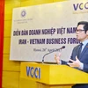 Chủ tịch Phòng Thương mại và Công nghiệp Việt Nam Vũ Tiến Lộc phát biểu. (Ảnh: Minh Quyết/TTXVN)