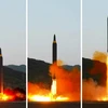 Triều Tiên phóng thử tên lửa đạn đạo đất đối đất kiểu mới Hwasong-12 ngày 14/5. (Nguồn: YONHAP/TTXVN)