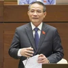 Bộ trưởng Bộ Giao thông, Vận tải Trương Quang Nghĩa giải trình làm rõ các vấn đề đại biểu Quốc hội nêu. (Ảnh: Phương Hoa/TTXVN)