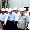 Thủ tướng Nguyễn Xuân Phúc đến thăm Nhà máy nhiệt điện Thái Bình 1. (Ảnh: Thống Nhất/TTXVN)