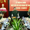 Đại tướng Ngô Xuân Lịch thăm và chúc mừng Báo Quân đội nhân dân. (Ảnh: An Đăng/TTXVN)