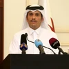Ngoại trưởng Qatar Sheikh Mohammed bin Abdulrahman Al-Thani trong một cuộc họp báo tại Doha. (Nguồn: AFP/TTXVN)