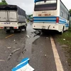 Hiện trường vụ tai nạn giao thông tại thành phố Cẩm Phả. (Ảnh: Nguyễn Hoàng/TTXVN)