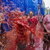 Người dân và du khách vui chơi trong lễ hội ném cà chua ở Bunol. (Nguồn: AFP/TTXVN)