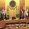 Tổng thư ký Liên đoàn Arab Ahmed Aboul Gheit (trái) chủ trì cuộc họp cấp Ngoại trưởng AL lần thứ 148 tại Cairo, Ai Cập. (Nguồn: AFP/TTXVN)