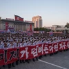 Người dân Triều Tiên tham gia lễ míttinh ở Bình Nhưỡng ngày 23/9. (Nguồn: AFP/TTXVN)
