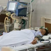 Một nạn nhân vụ ngộ độc cá nóc đang được điều trị tích cực tại Bệnh viện Đa khoa tỉnh Gia Lai. (Ảnh Nguyễn Hoài Nam/TTXVN)