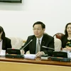 Phó Thủ tướng Chính phủ Vương Đình Huệ phát biểu tại buổi tiếp. (Ảnh: Nguyễn Dân/TTXVN)