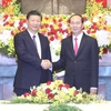 Chủ tịch nước Trần Đại Quang hội đàm với Tổng Bí thư, Chủ tịch Trung Quốc Tập Cận Bình thăm cấp Nhà nước tới Việt Nam. (Ảnh: Nhan Sáng/TTXVN)