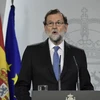 Thủ tướng Tây Ban Nha Mariano Rajoy trong một cuộc họp báo ở Barcelona. (Nguồn: AFP/TTXVN)