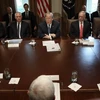 Tổng thống Mỹ Donald Trump (giữa) phát biểu trong cuộc họp nội các tại thủ đô Washington DC. (Nguồn: AFP/TTXVN)