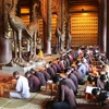 Lễ Vu Lan báo hiếu được tổ chức trang nghiêm tại chùa Bái Đính. (Ảnh: Ninh Đức Phương/TTXVN)