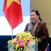 Phó Chủ tịch Thường trực Quốc hội Tòng Thị Phóng, Trưởng ban tổ chức APPF-26, phát biểu tại hội nghị. (Ảnh: An Đăng/TTXVN)