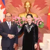 Chủ tịch Quốc hội Nguyễn Thị Kim Ngân tiếp Phó Chủ tịch Quốc hội Campuchia Tep Ngorn. (Ảnh: Trọng Đức/TTXVN)