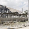 Cảnh đổ nát tại Trung tâm nghiên cứu khoa học ở Barzeh, ngoại ô phía đông bắc Damascus sau cuộc tấn công của Mỹ-Anh-Pháp ngày 14/4. (Nguồn: THX/ TTXVN)